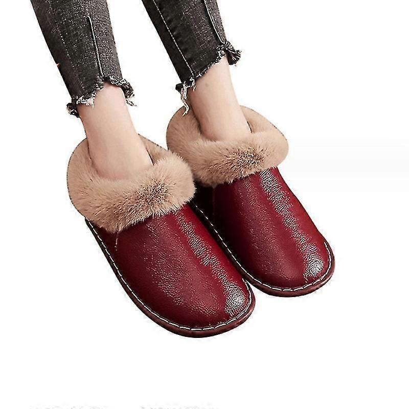 Genuine Leather Boots Women's Cozy Memory Foam Suede Slippers Fuzzy Plush Fleece Lined Slip On Indoor Outdoor House Shoes