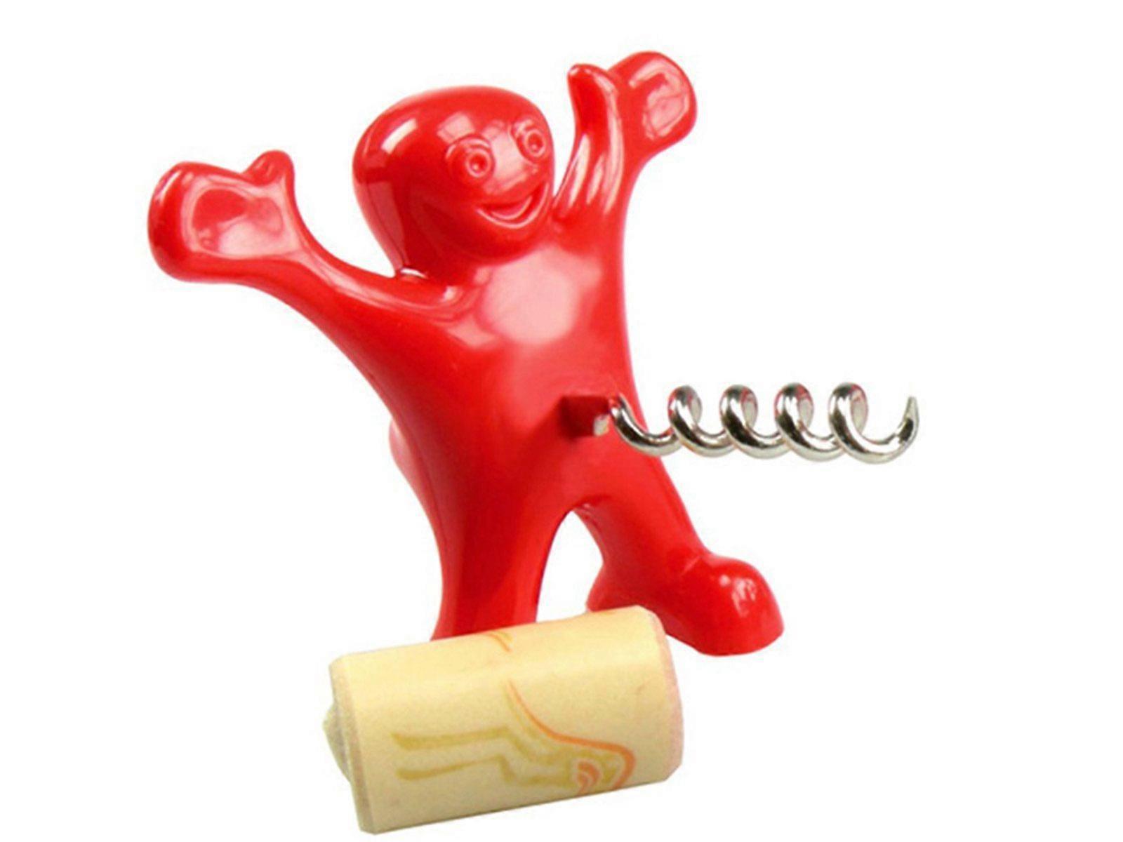 3 or 6 Pack Red Happy Man Wine Corkscrew