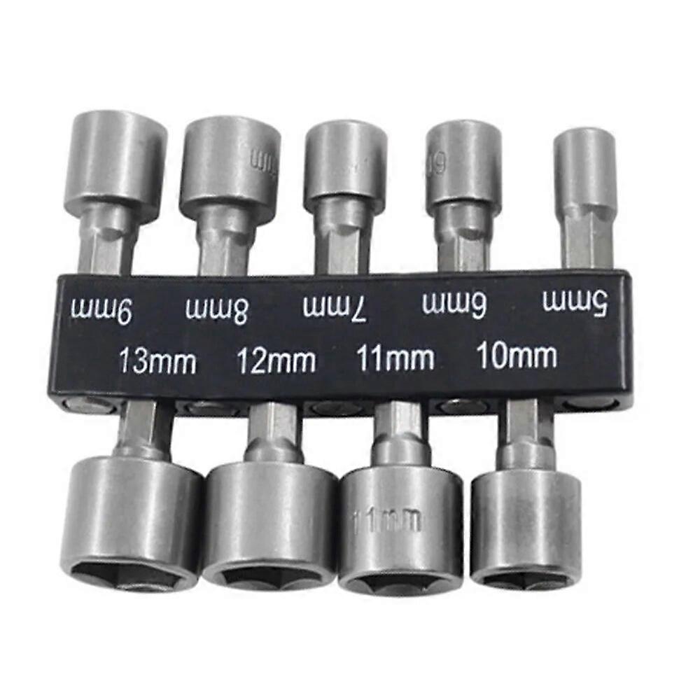 9pcs/set Chrome Vanadium Power Nuts Driver Drill Bit Tools Set 1/4 inch Driver Hex Metric Socket Wrench Screw for Power Tools