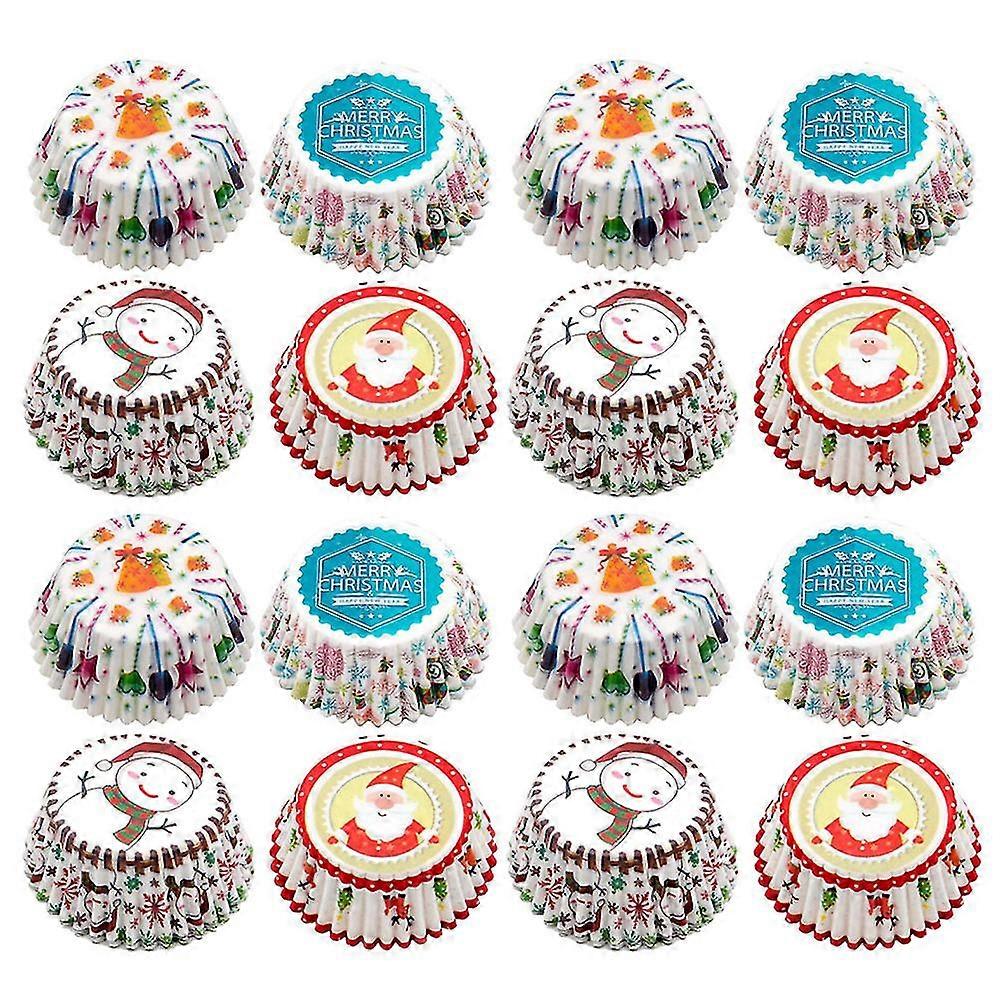 400pcs disposable paper cups christmas pattern cake paper tray bakeware