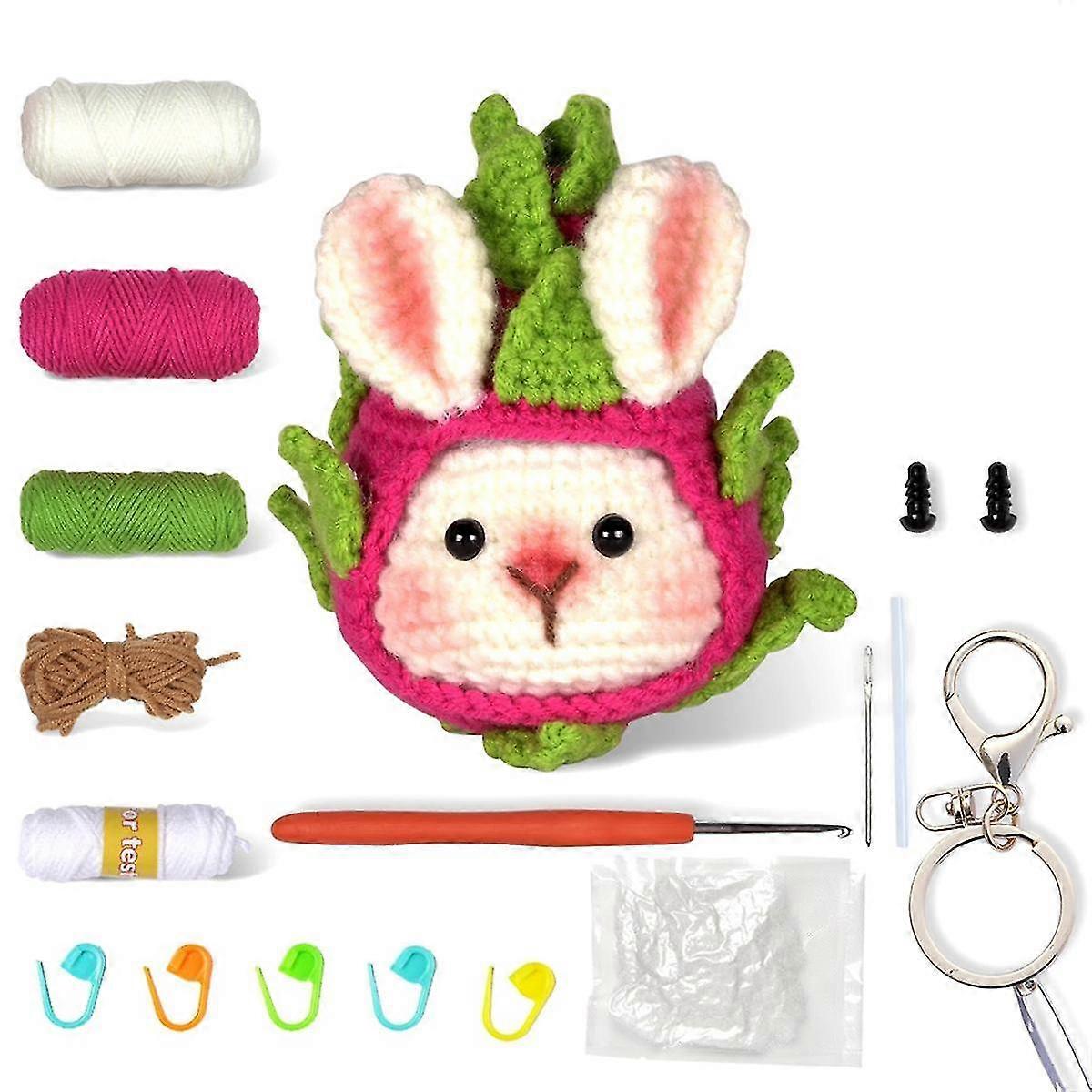 Fruit Rabbit Crochet Kit for Beginners with Step-By-Step Video Tutorials Crochet Animal Kit for Kid and Adults