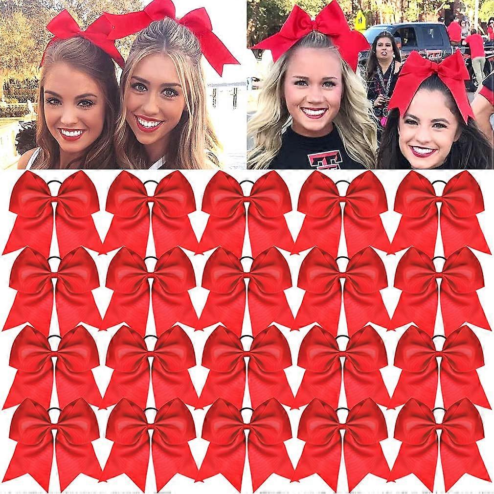 Large Cheer Bow Red Ponytail Holder