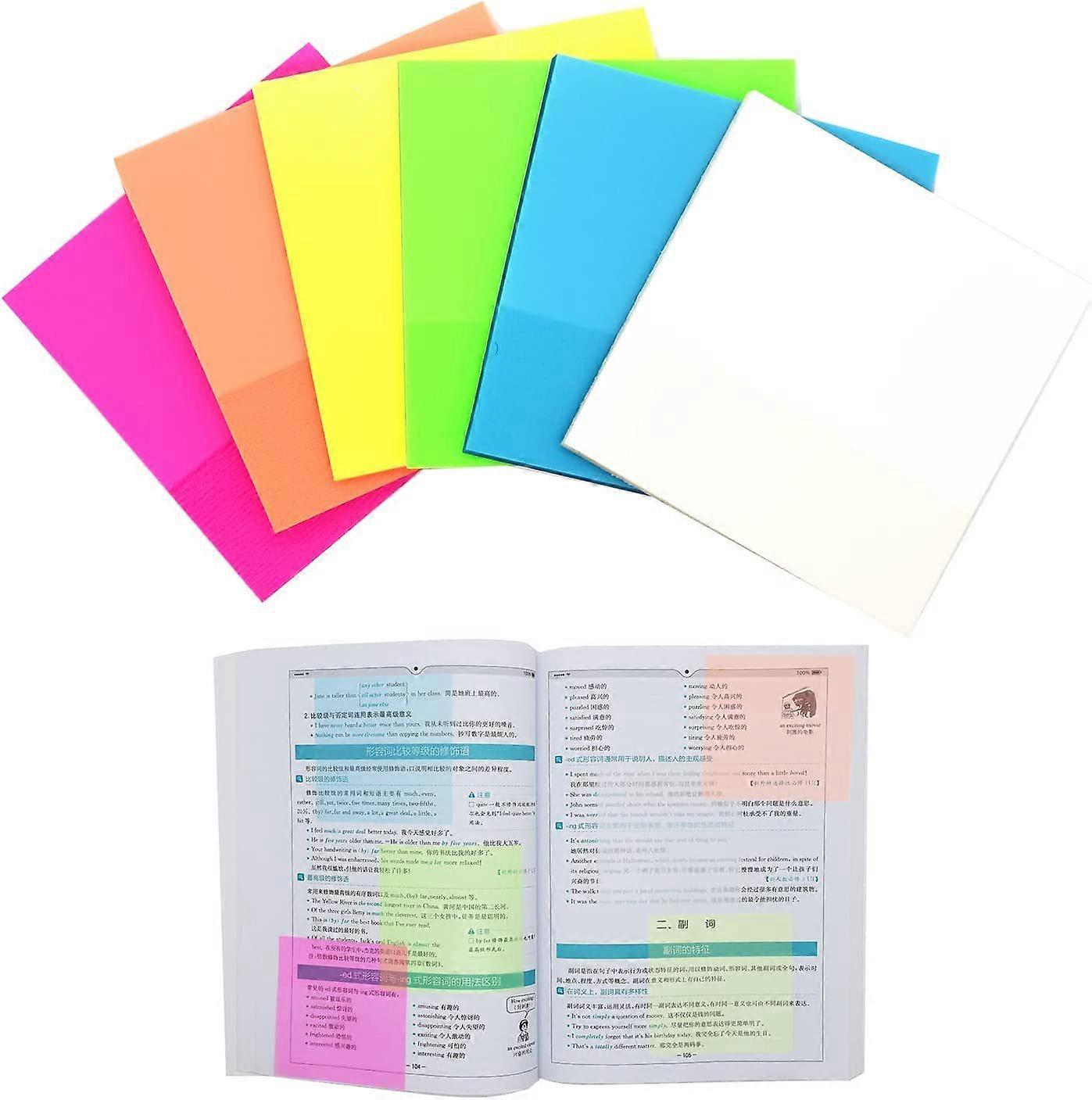 6 Packs Index Tabs - PET Colorful Translucent Square Sticky Notes Flags 76