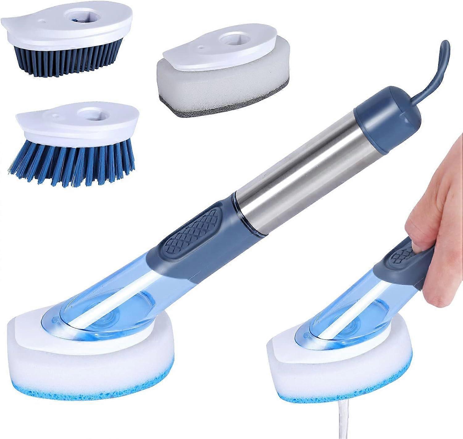 Scrubbing Dish Brush with 4 Different Replacement Heads, Kitchen Cleaning B