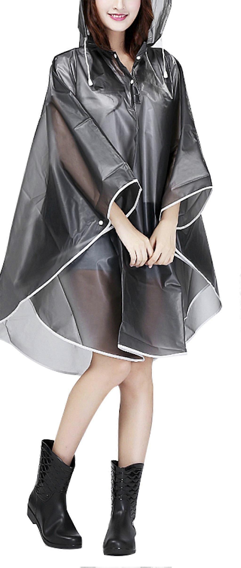Women's Raincoat, Rain Poncho, EVA Waterproof Rain Jacket, Rain Cape with Hood and Sleeves