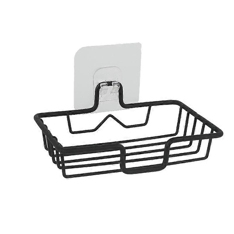 Adhesive wall mounted soap dish for shower and bathroom black 1 piece, stainless steel, black