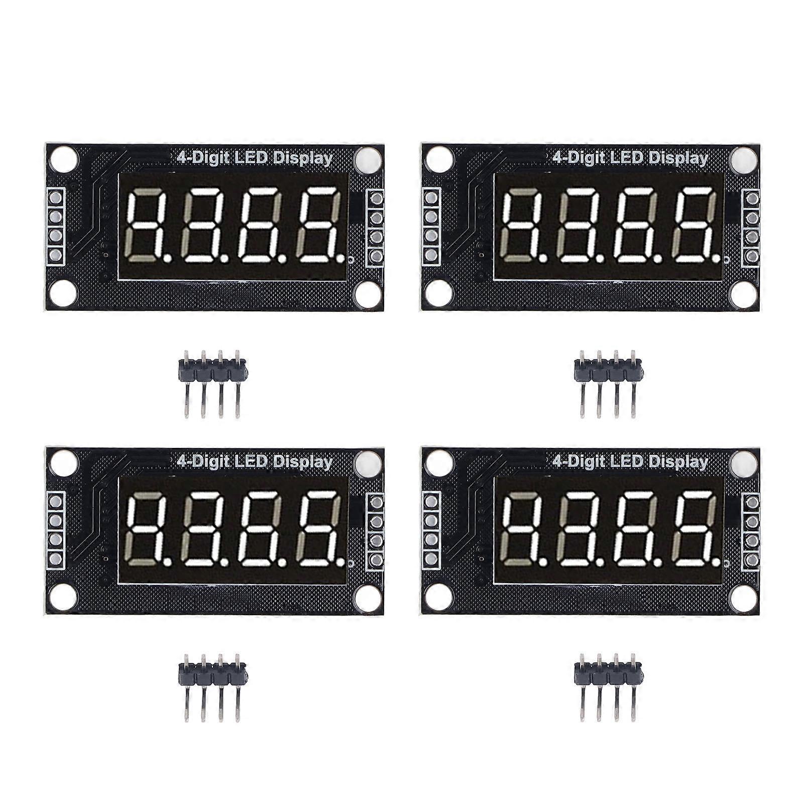 4 Sets Digital Tube Display Modul LED 4 Digit 7 Segment 0,36 Zoll TM1637 Stick Chip Weiß MRA110A