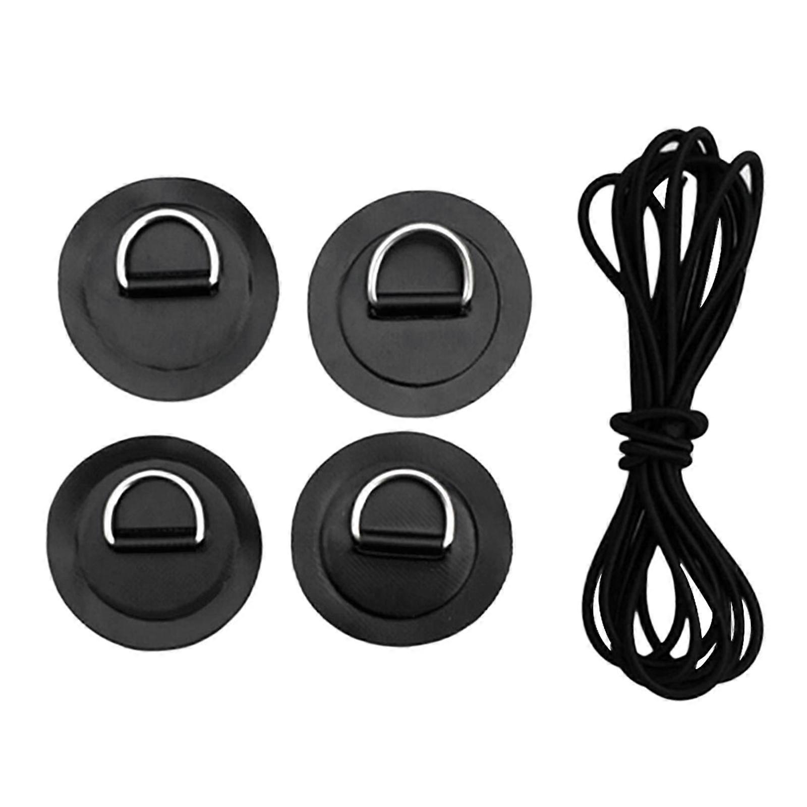 D Ring Pad Patch Boat Deck Bungee Rope Kit for Stand Up Paddle Board Black