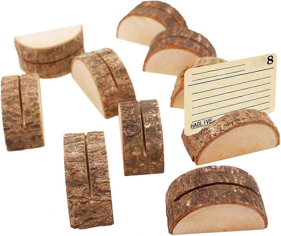 10pcs Semicircle Wedding Place Wooden Card Holder Table Numbers Stands Rustic Wood Table Number Holder Table Name Card Holder Memo Note Card Photo Mes