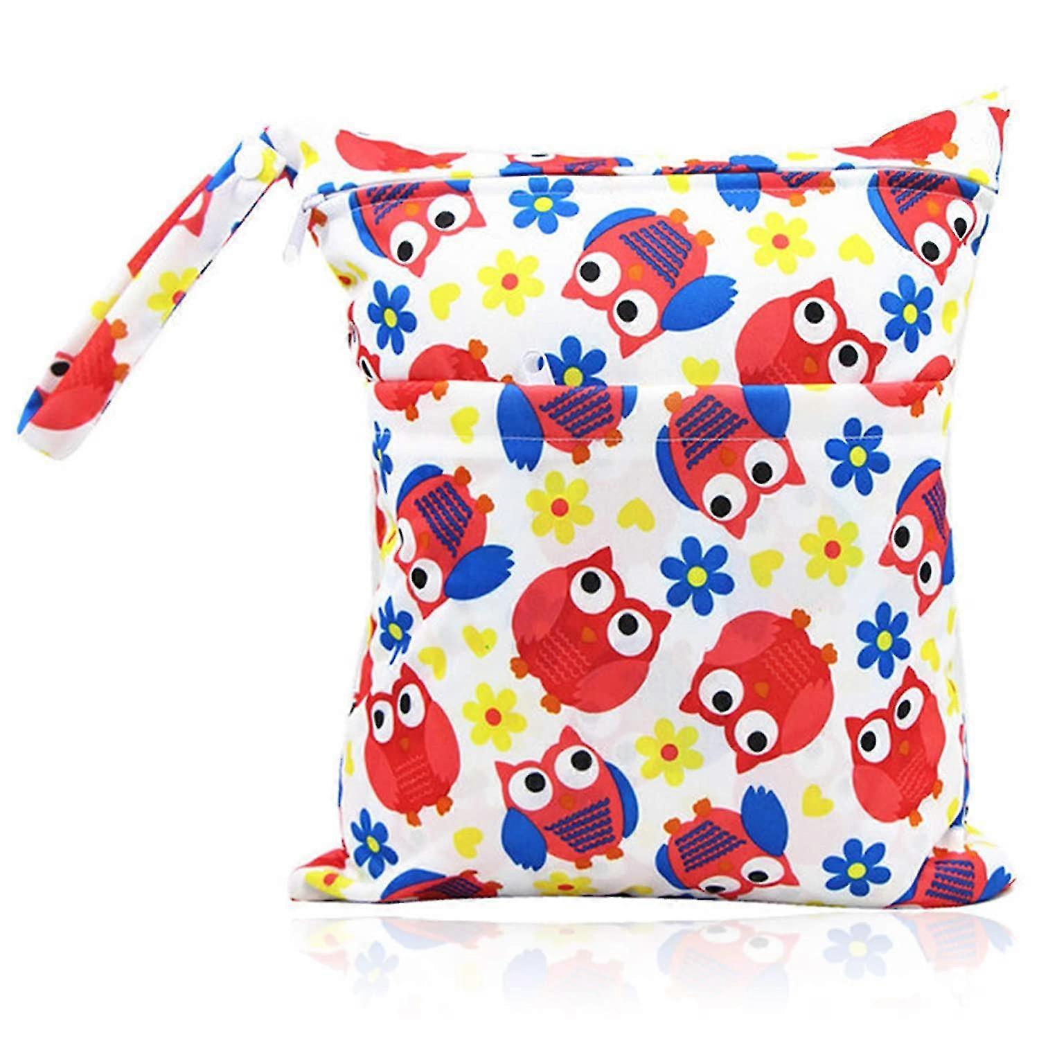 Double Zipper Red Owl Printing Diaper Bag