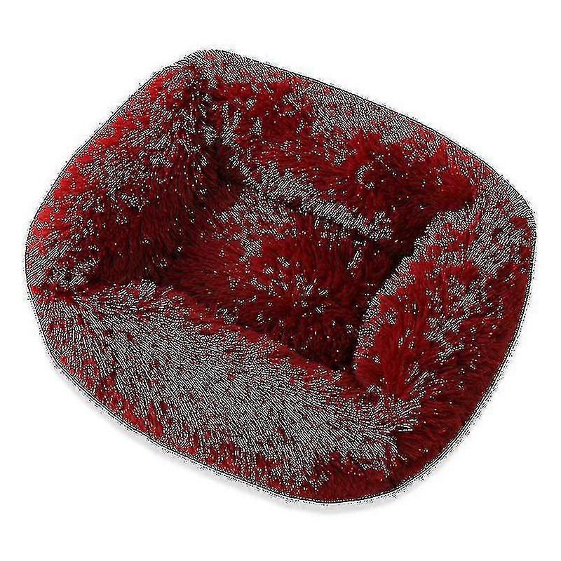 Plush Square Kennel(wine Red L)
