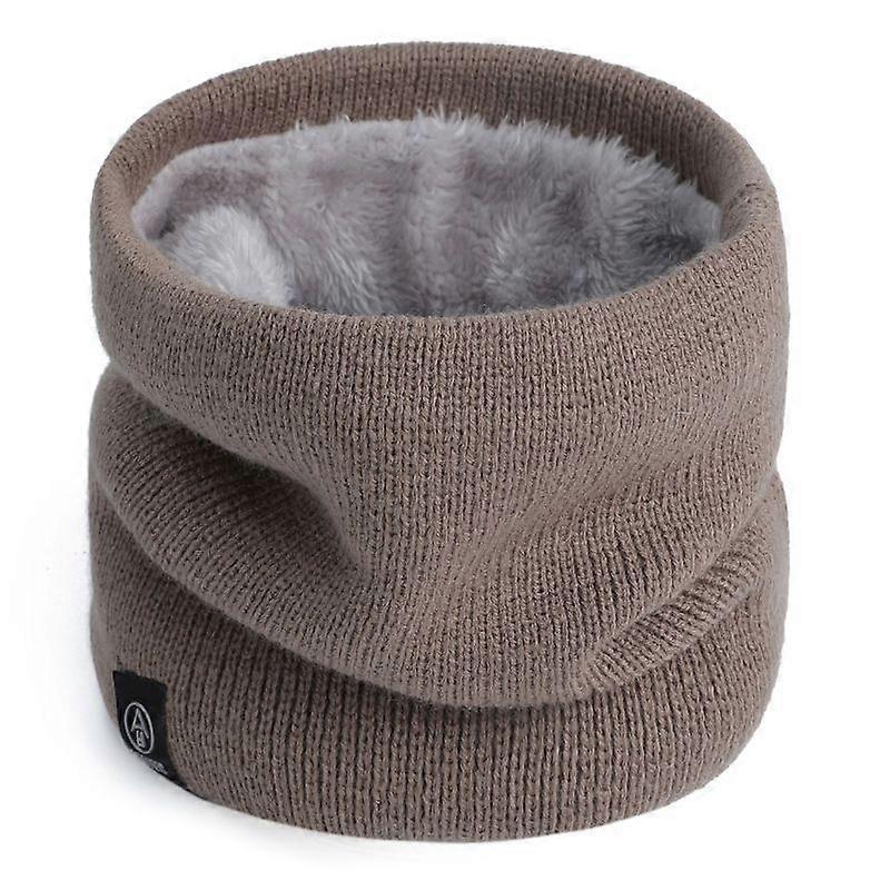 Winter Double-Layer Neck Warmer Knit Fleece Lined Circle Loop Scarves