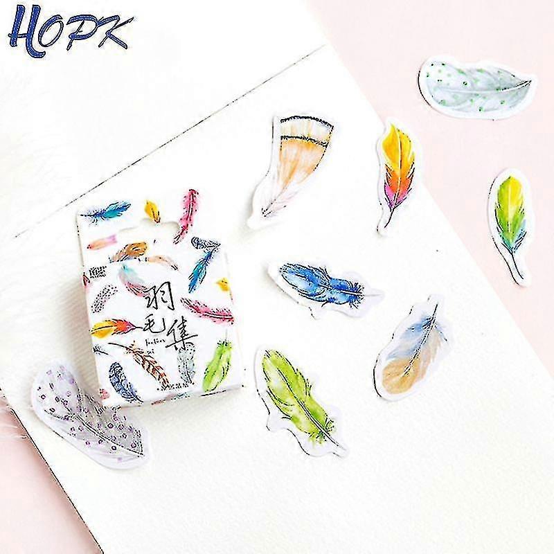 45 جهاز كمبيوتر شخصى / مجموعة لطيف الملونة ريشة ملصقات مخطط الديكور كاواي القرطاسية دي سكرابوكينغ تسمية مجلة ملصق