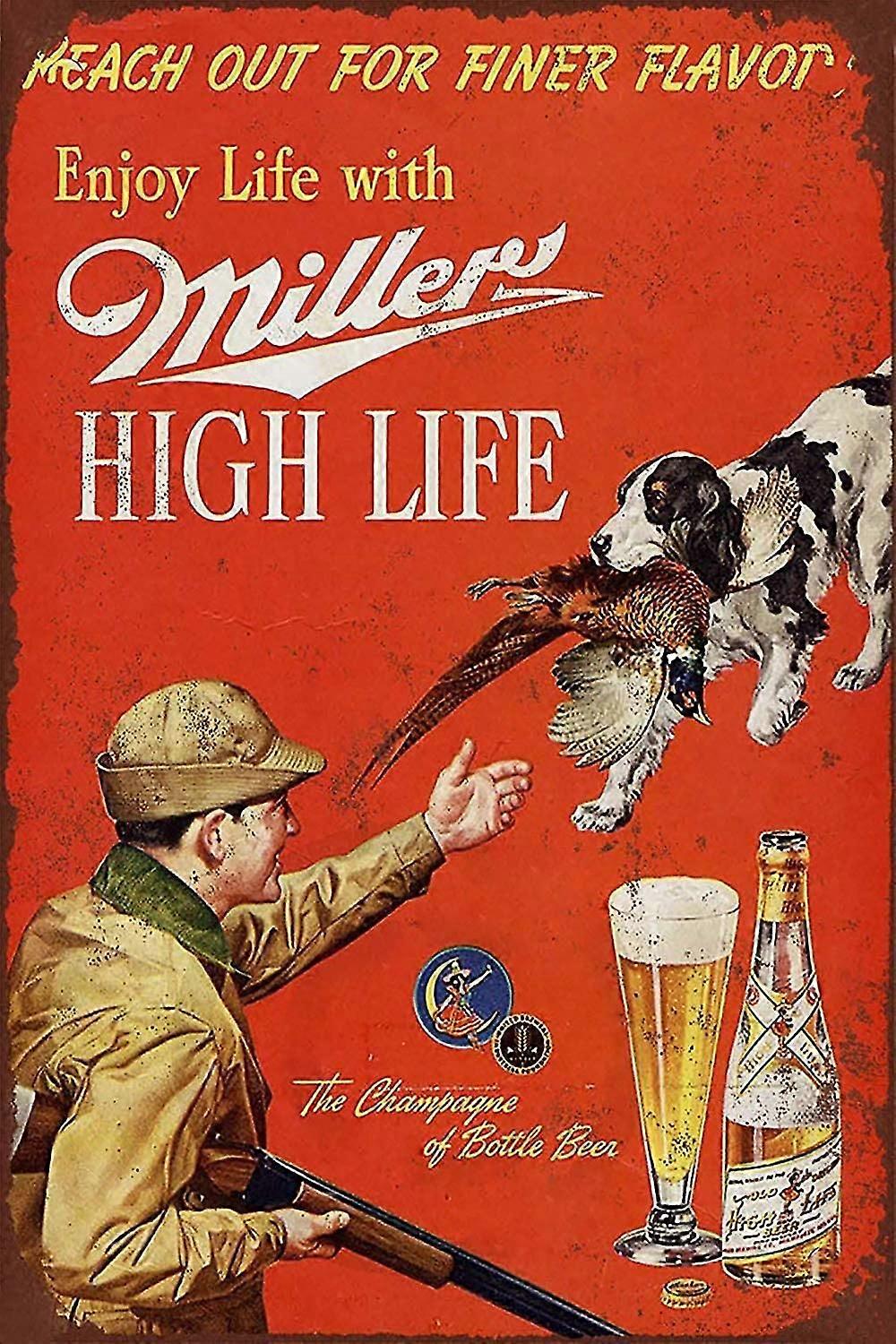 Novo sinal de estanho 1958 Miller cerveja e faisão caça alumínio sinal de metal 8x12 polegadas OU 12x16 polegadas Mod