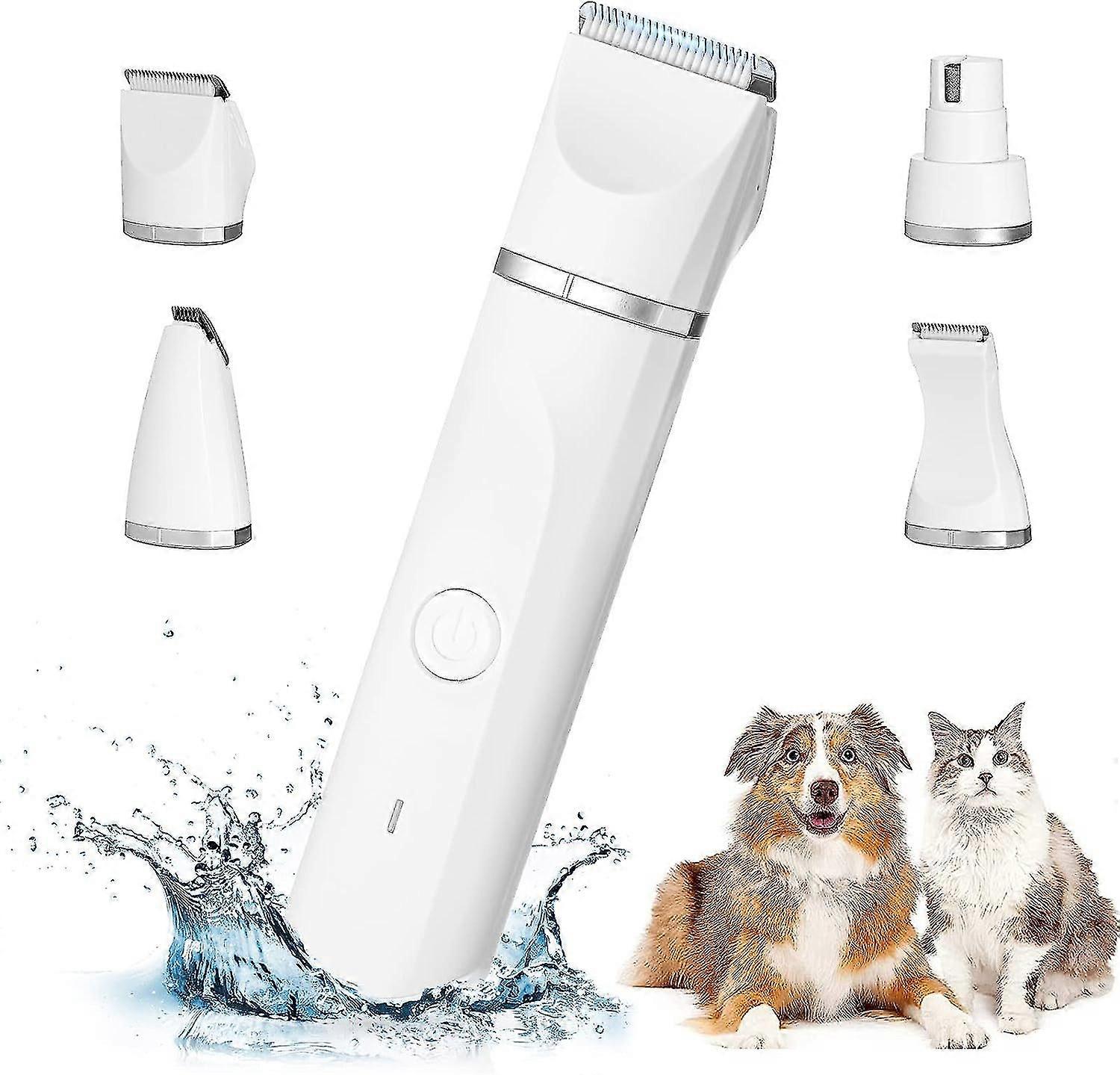 4 في 1 المهنية الكلب المقص : هادئة الكلب كليبرز Ipx7 للماء ، لاسلكي الحيوانات الأليفة الاستمالة مربية مع كابل USB قابلة للشحن للقطط والحيوانات الأليفة الأخرى