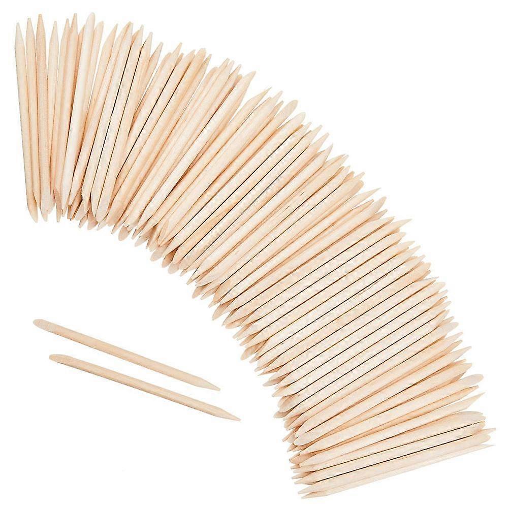 600 Pcs Orange Wood Nail Sticks, Double Sided Multi Functional Cuticle Pusher Remover, Pointed End & Flat End Manicure Pedicure Tool