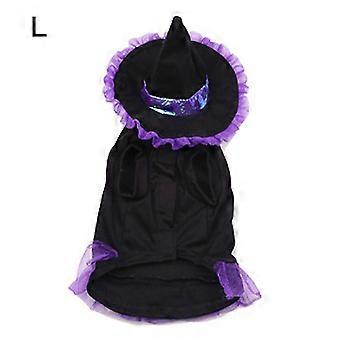 Kerst Wizard Huisdier Kostuum Kaap Hond Kat Doek Paarse Kleding Kostuum, L, Paars
