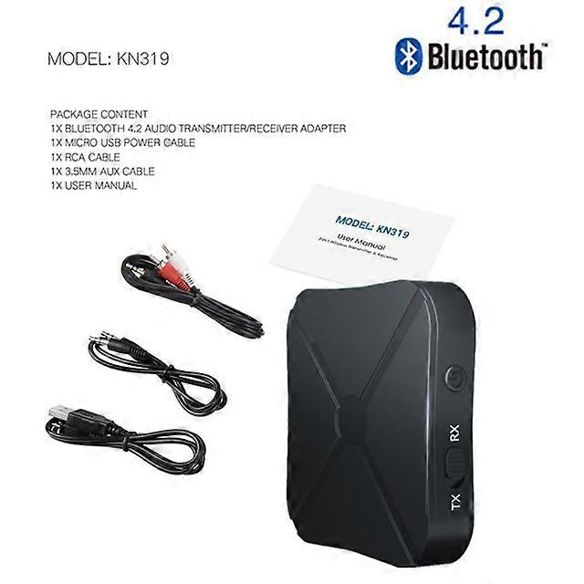PzzPss Bluetooth 5.0 4.2 Receiver and Transmitter Audio Music Stereo Wireless Adapter RCA 3.5MM AUX Jack For Speaker TV Car PC