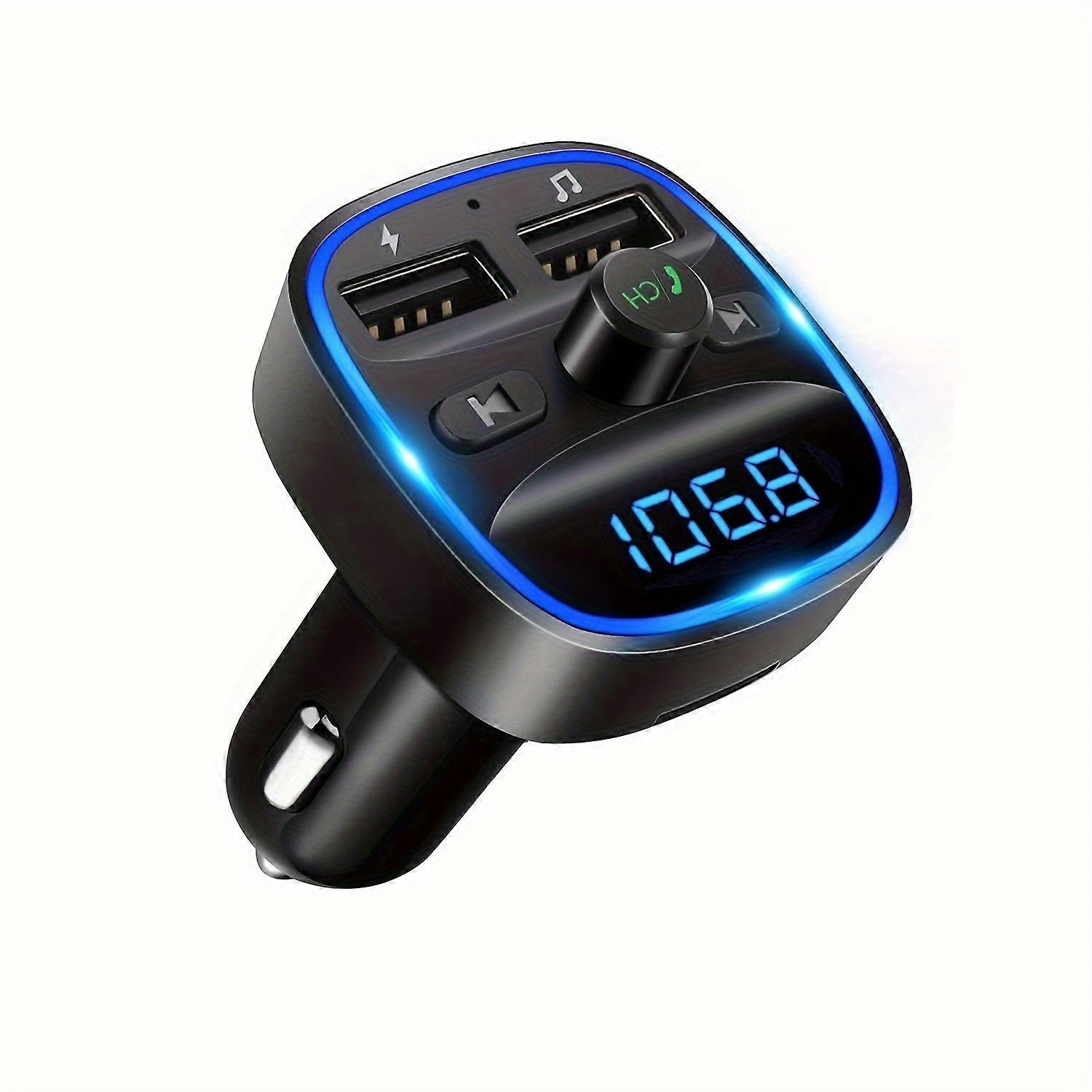 LAIMICAERIN Wireless FM Transmitter for Car, Wireless Radio Adapter MP3 Player with Dual USB Charging Ports, Supports TF Card and USB Flash Drive, Han