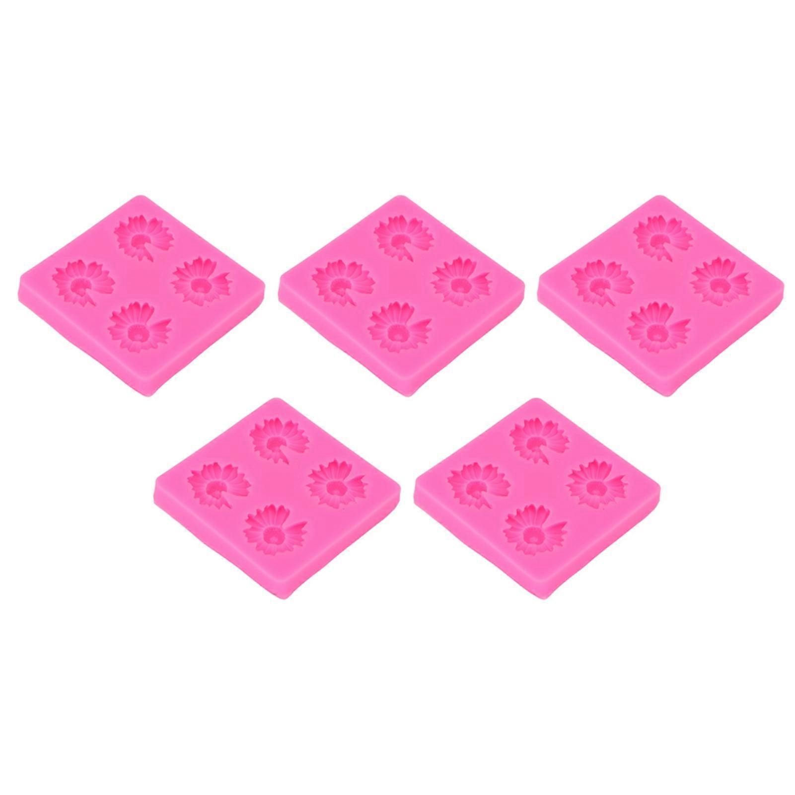 Silicone Daisy Flower Mold Set Pink Baking Cake Decorating Five Pieces