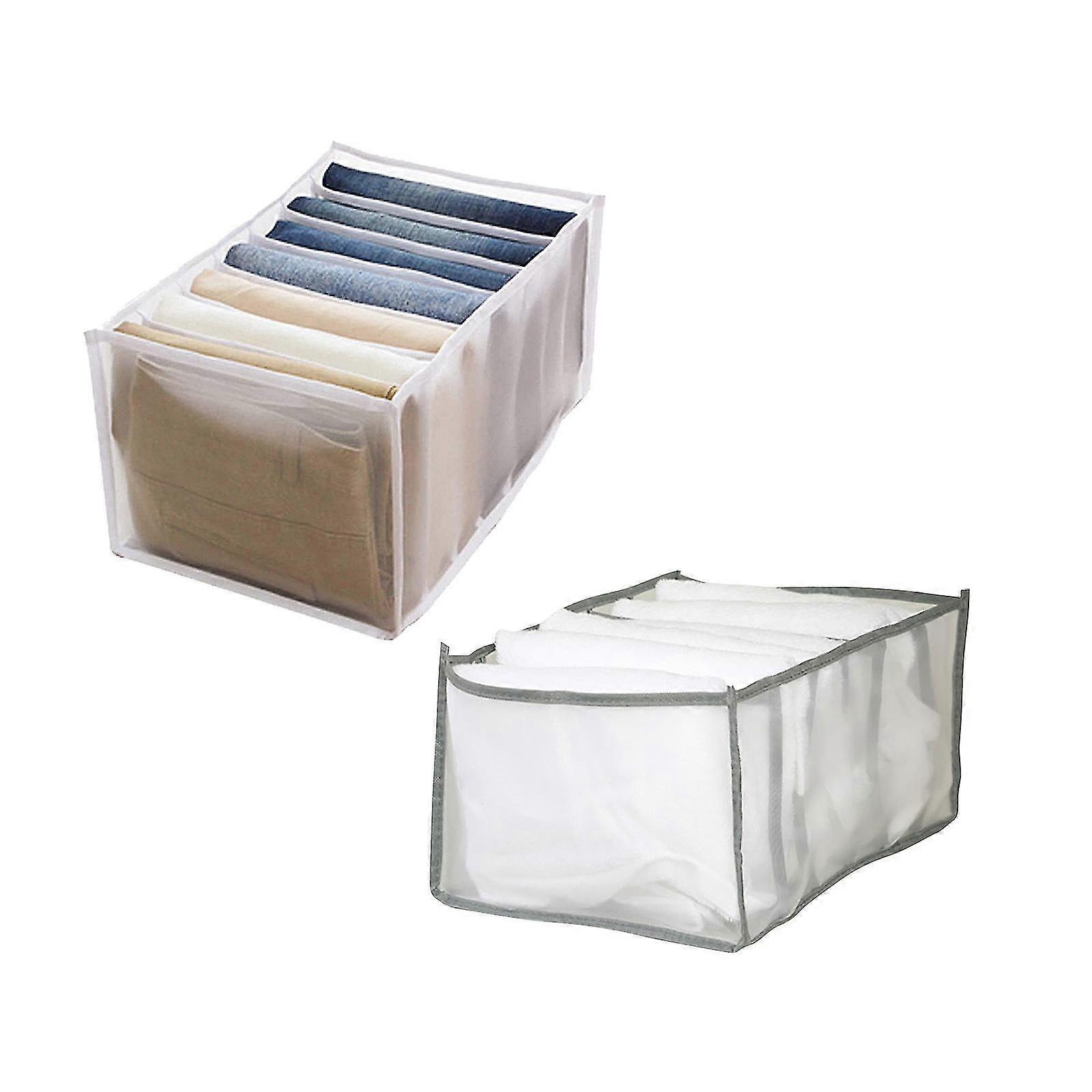 Storage Boxes 2Pc 7 Grids Washable Wardrobe Clothes Organizer,Jeans Compartment Storage Box 36*17*12