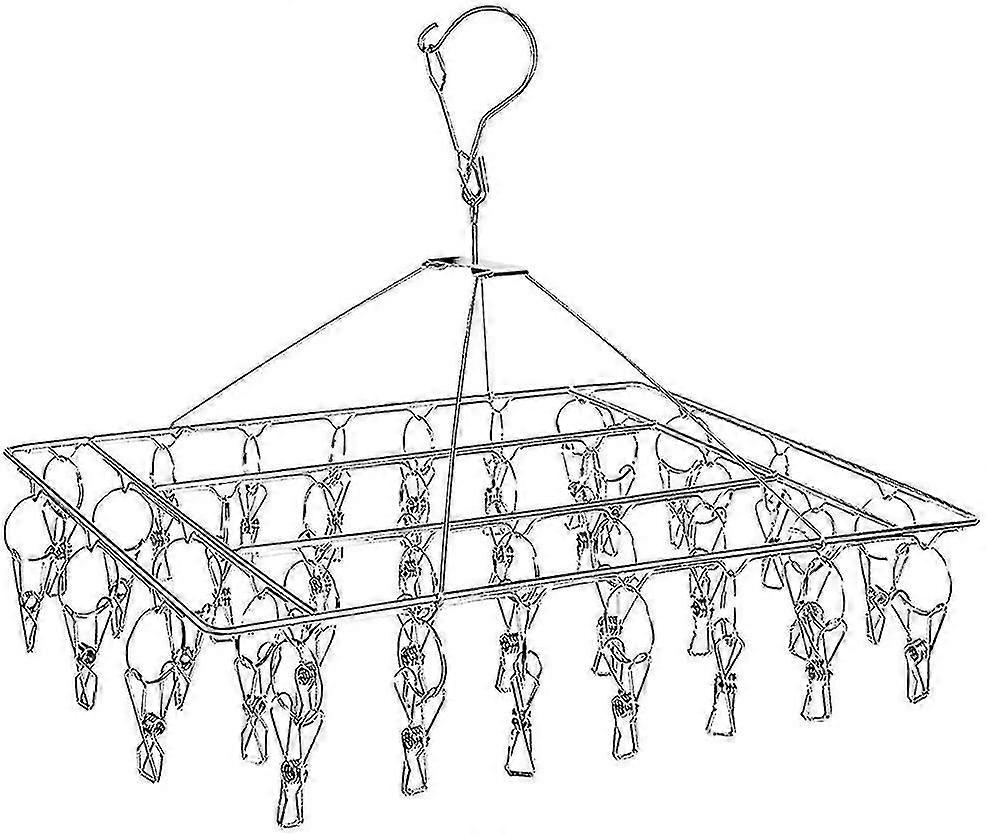 Stainless Steel Laundry Drying Rack Clothes Hanger With 36 Clips