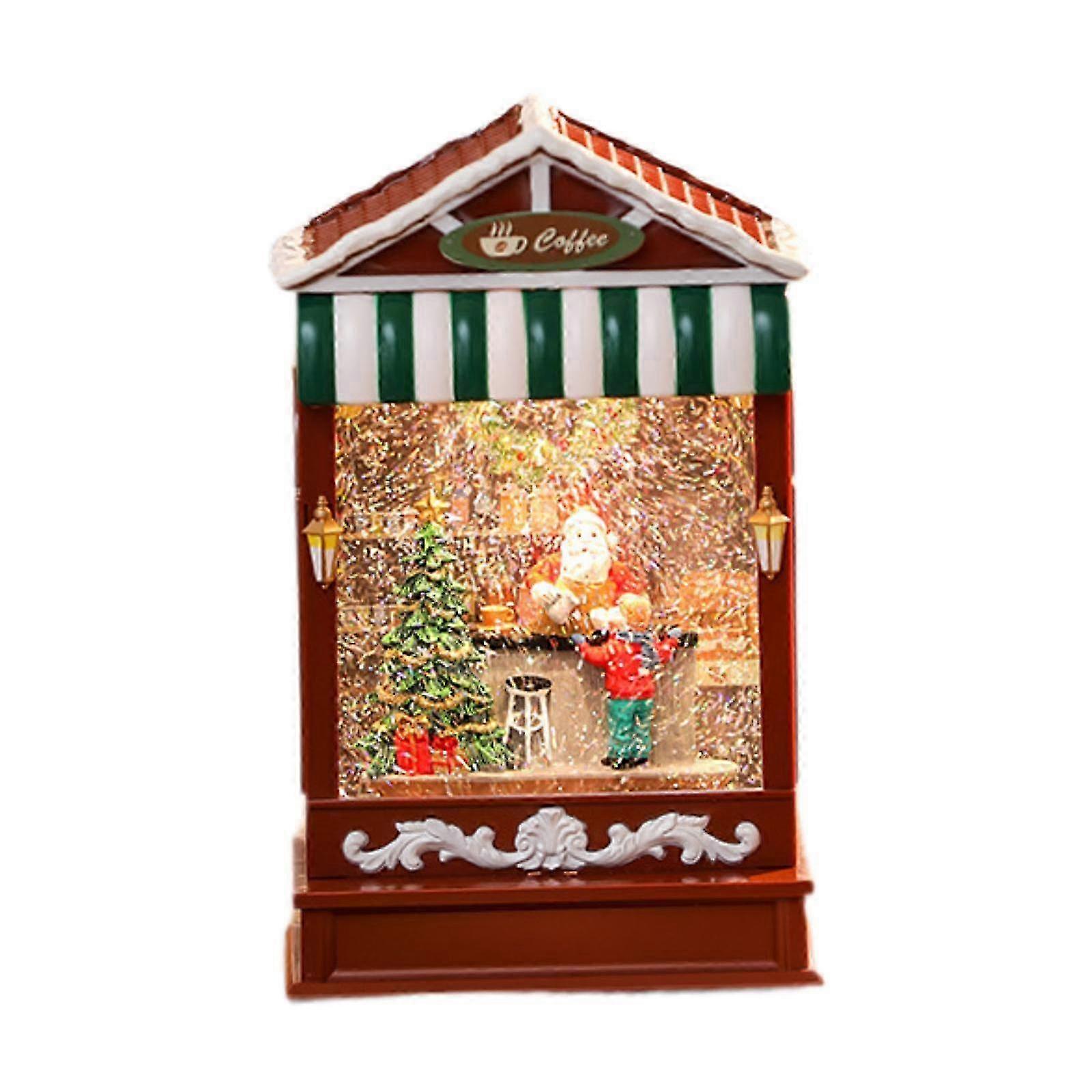 Christmas Snow Globe Glitter Christmas Lantern for Bedroom Table Living Room Red