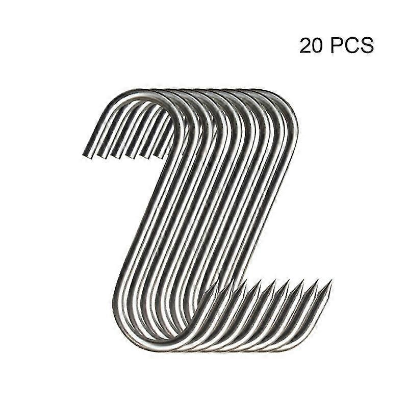 20pcs Stainless Steel Butcher's Hook With Sharp Tip For Butcher Shop Kitchen Hot And Cold Smoking Practical Hook