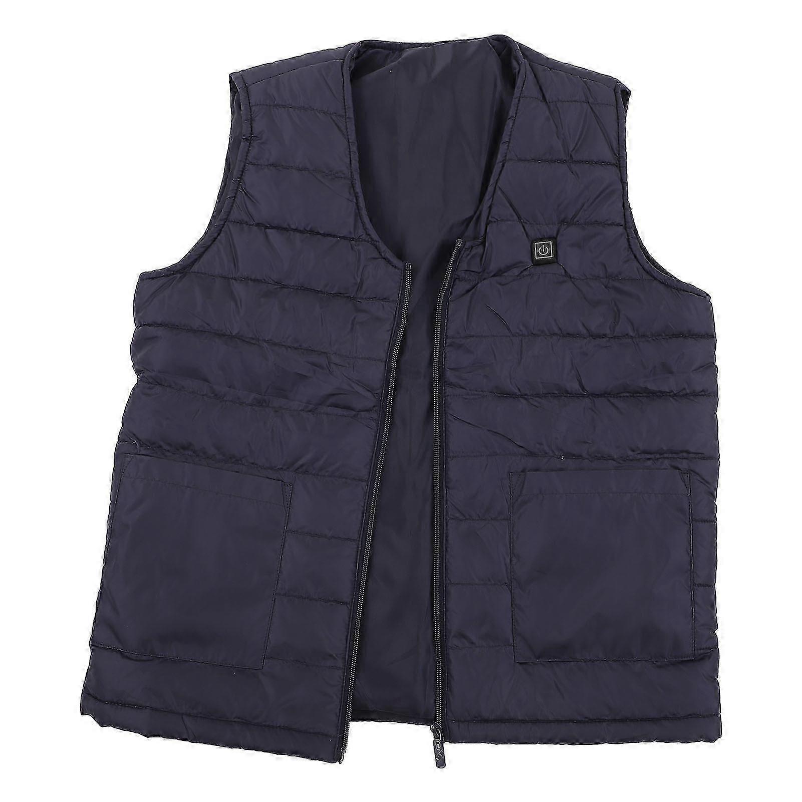 Heated V Neck Vest for Winter Breathable and Warm Smart Constant Temperature in Royal Blue 5XL