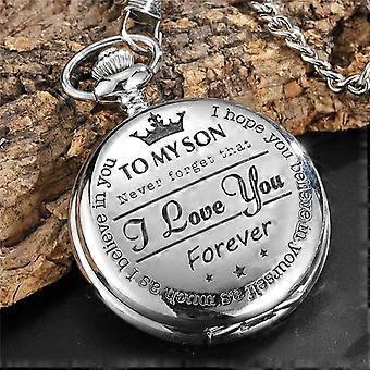 Kvarts Fickur Kedja Till Min Son Halsband Fob Klockor Bästa Gåva Män Barnens Dag Barn Pojke Gåva Present Reloj De Bolsillo