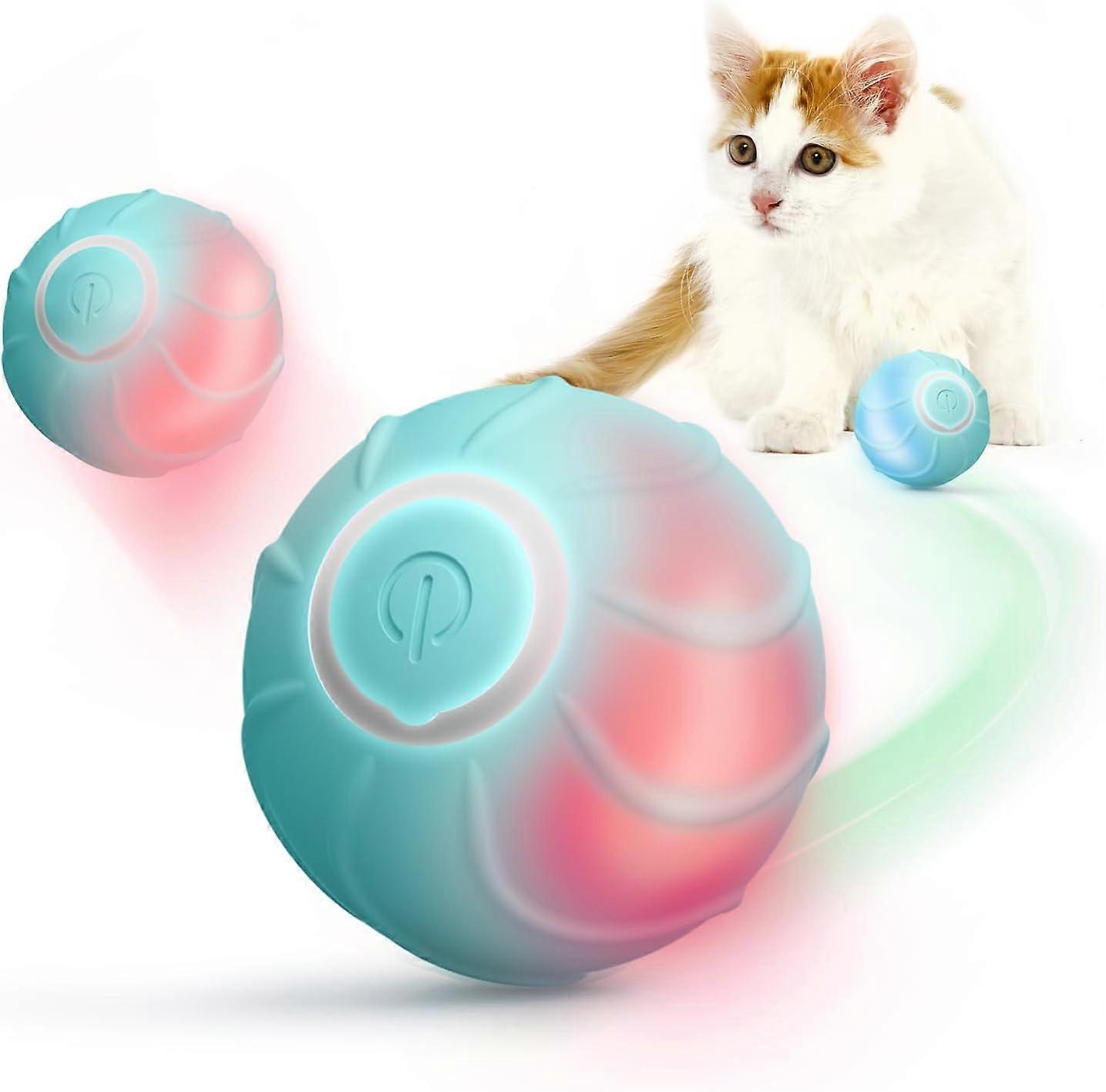 Smart Interactive Cat Toy,Automatic Moving Bouncing Rolling Cat Toys for Indoor Cat Kitten with Light