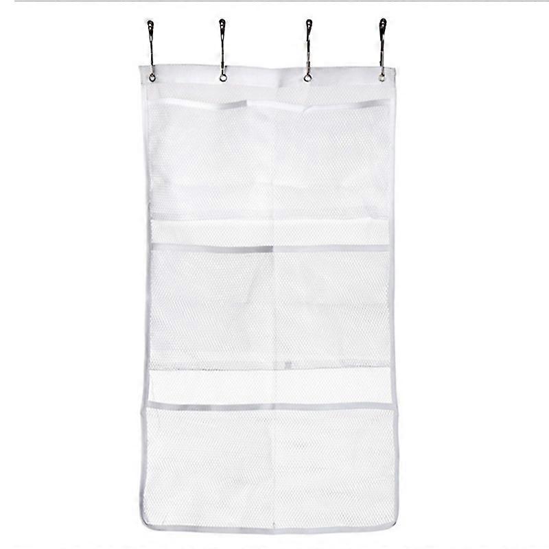 Quick Dry Hanging Caddy and Bath Organizer with 6 Pockets on Shower Curtain Rod Liner Hooks Curtain Shower Organizer Mesh Shower Caddy Bathroom Access