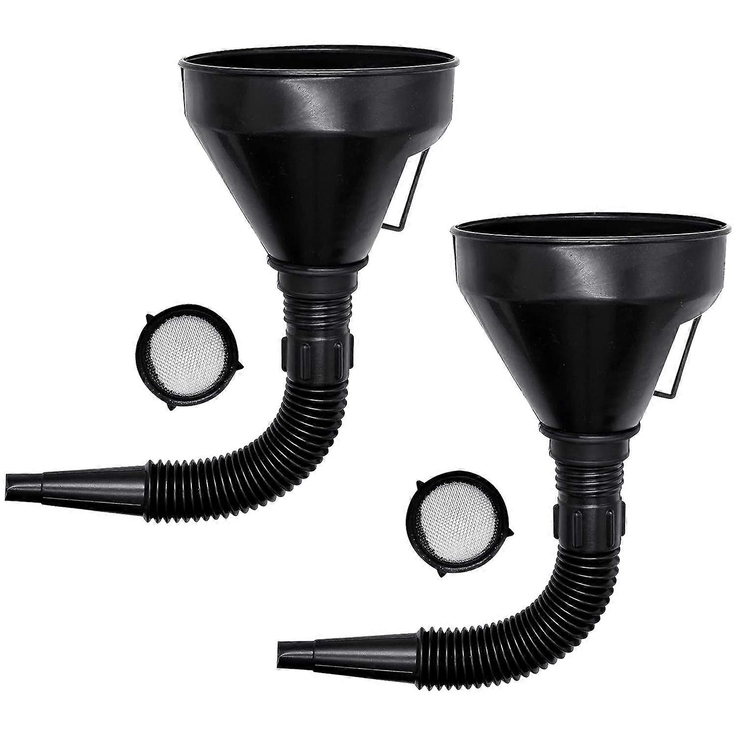 Large Gasoline Car Funnel, 2 Multi-Function Funnel Soft Plastic Fuel Funnel with Filter and Wide Mouth