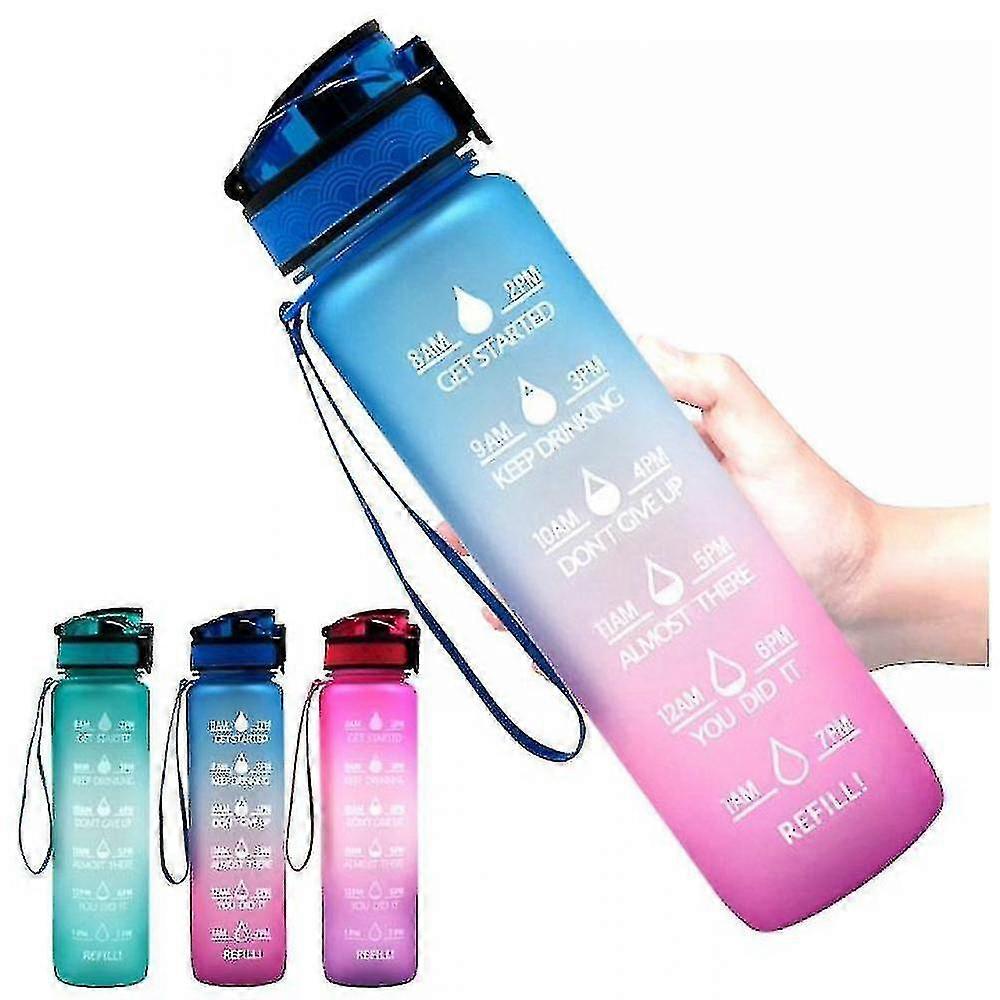 gradient Frosted Travel Cup 1000ml Space Cup Large Capacity(blue)