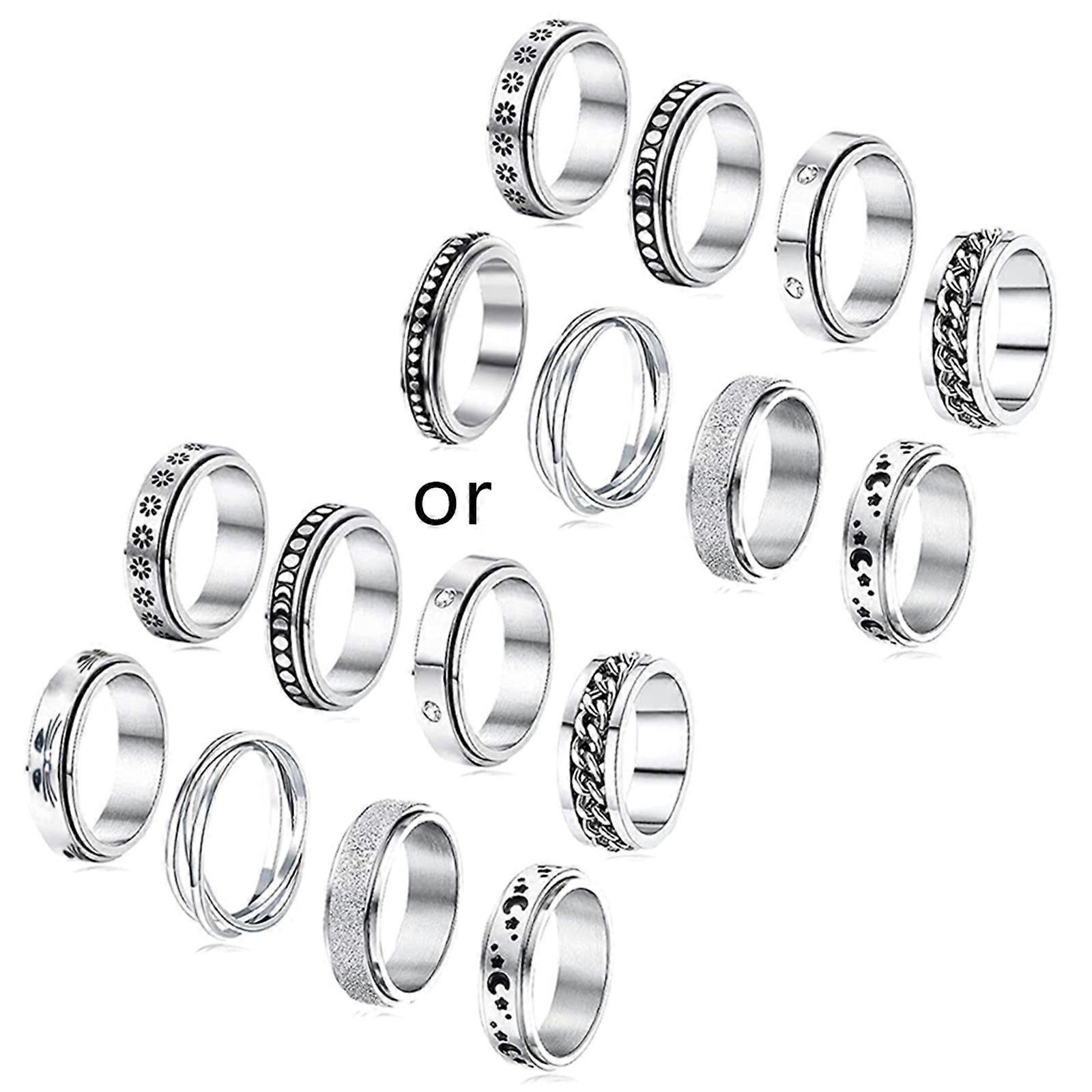 Fidget Band Ringe Moon Star Sand Blast Finish Ring Set Eheversprechen Ringe