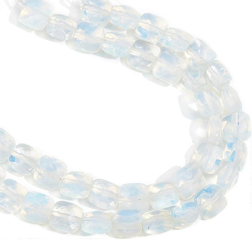 2 Strands Opalite Beads Strands Faceted Square 8~8.5x8~8.5x5mm Hole: 1mm about 25pcs/strand 8''(20.32cm)