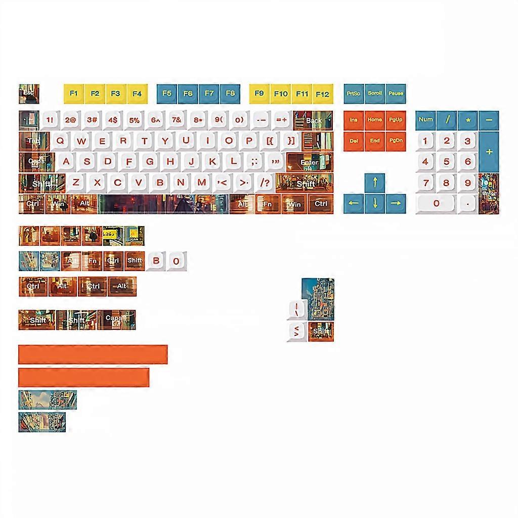133 Keys Dye Subbed PBT City People Keycap for MX Switch Mechanical Keyboard
