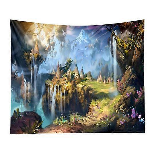 Tree Forest Castle Waterfall Wall Hanging Blanket Mat Backdrop Decor Mode 752