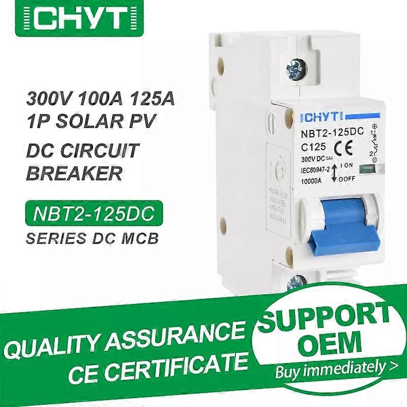 CHYT NBT2-125DC 1P 2P 4P PV Din Rail DC 300V 600V 1000V 125A 10kA C Curve Solar Switch Mini Circuit Breaker MCB