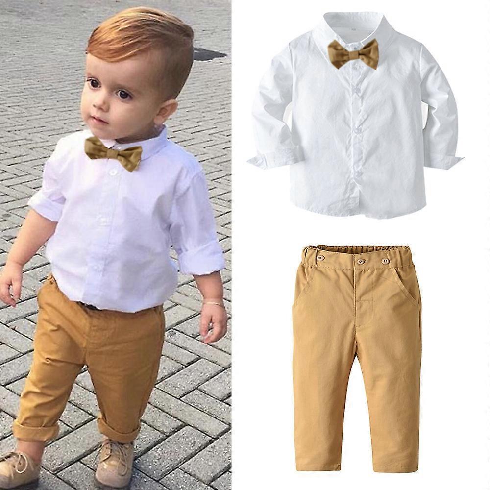 Baby Boys Clothes Dress Shirt with Bowtie and Pants
