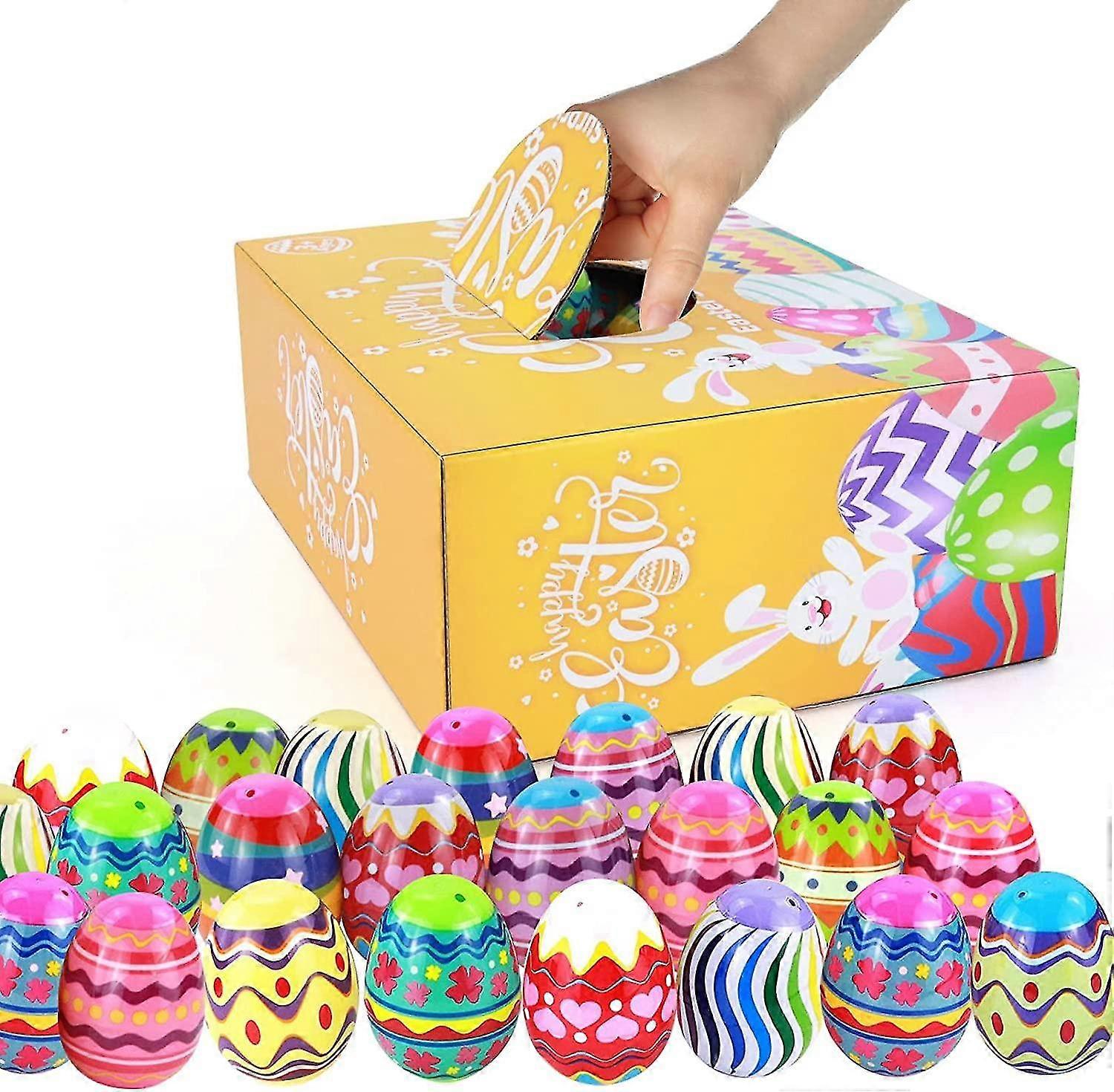 24pcs Empty Easter Eggs Decorations, Easter Decorations For Basket Fillers Easter Egg Hunt, Colorful Hanging Egg Easter Trees Ornaments, Eggs Painted