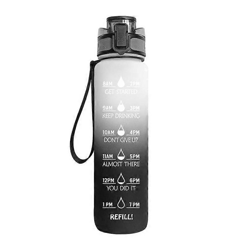 1 Liter, Motivational Reusable Water Bottle With Times To Drink