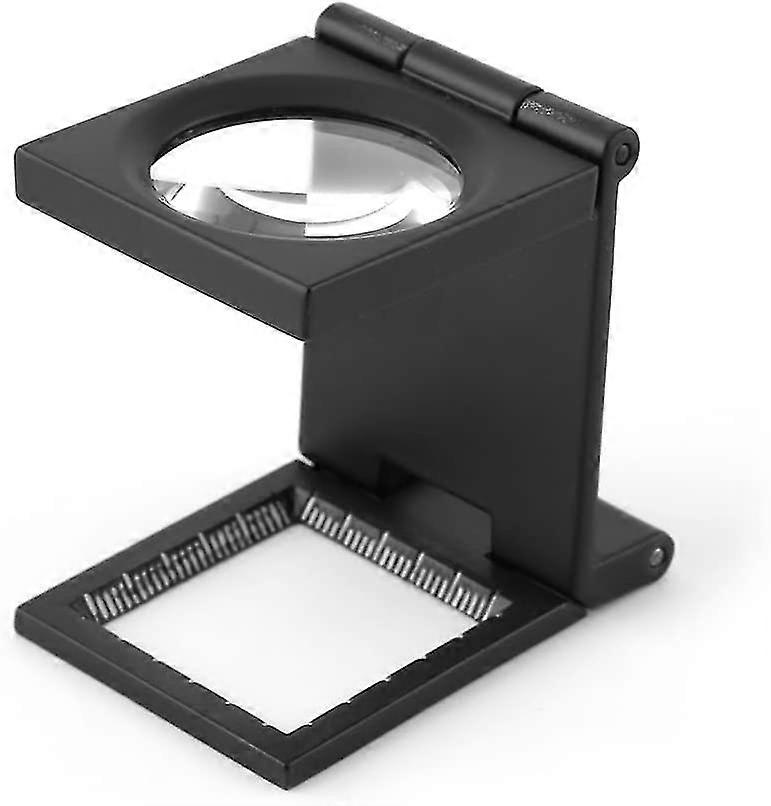 10x forstørrelsesglas, foldbar lomme lup håndfri oplyst desktop lup bærbar firkantet forstørrelsestråd tæller zink legering l