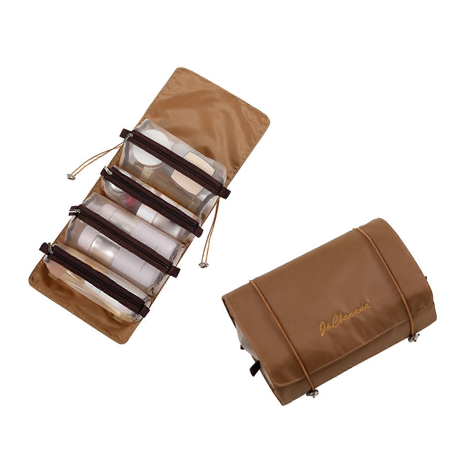 New Upgrade 4 IN 1 Makeup Holder, Large Capacity Roll Up Makeup Brush Organizer