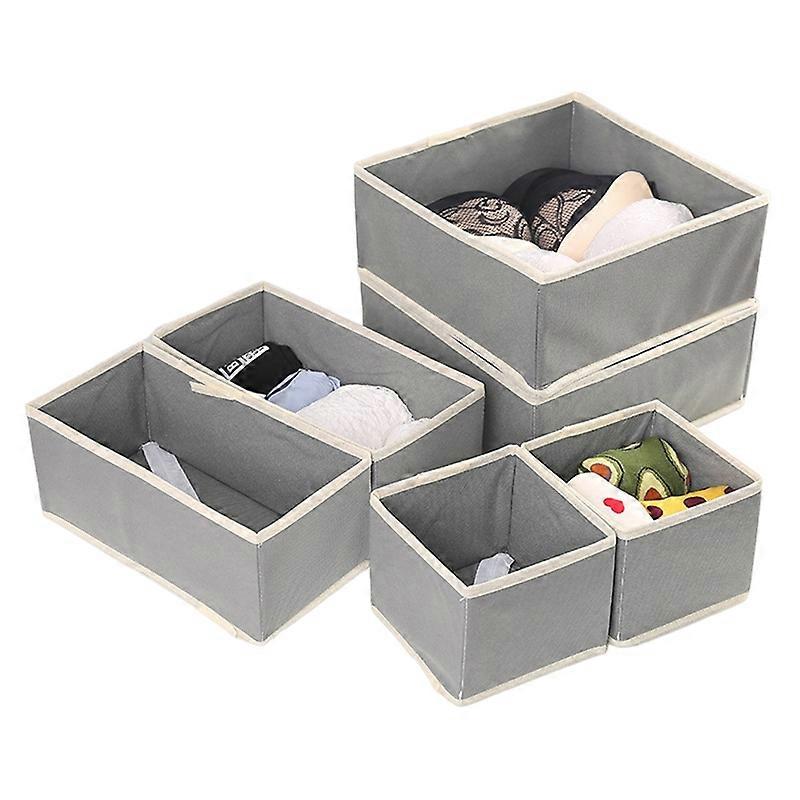 6Pcs/Set Fabric Storage Baskets Collapsible Save Space High Capacity Multiuse Zipper Design Storage Various Sizes Wardrobe Storage Bedroom Closet Stor