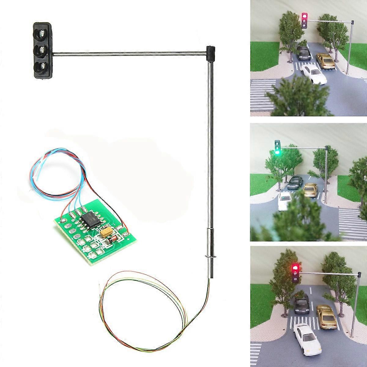 Traffic Light Signal Model HO OO Scale Train Railway Miniatures DIY Scale Construction Sand Table Model with Circuit Board