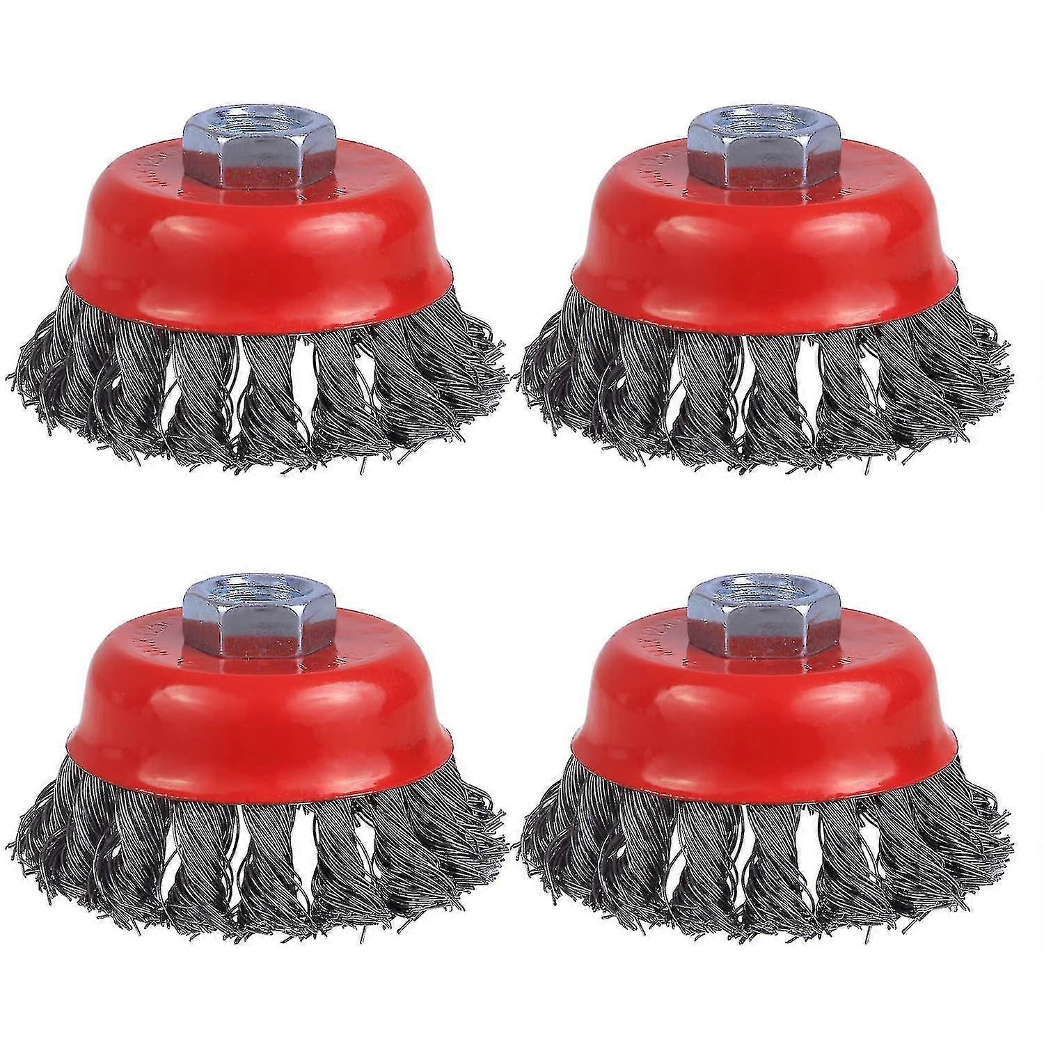 Wire Wheel Brush Cup Brush. 4 Pack Twisted Knotted Cup Brush For Grinders