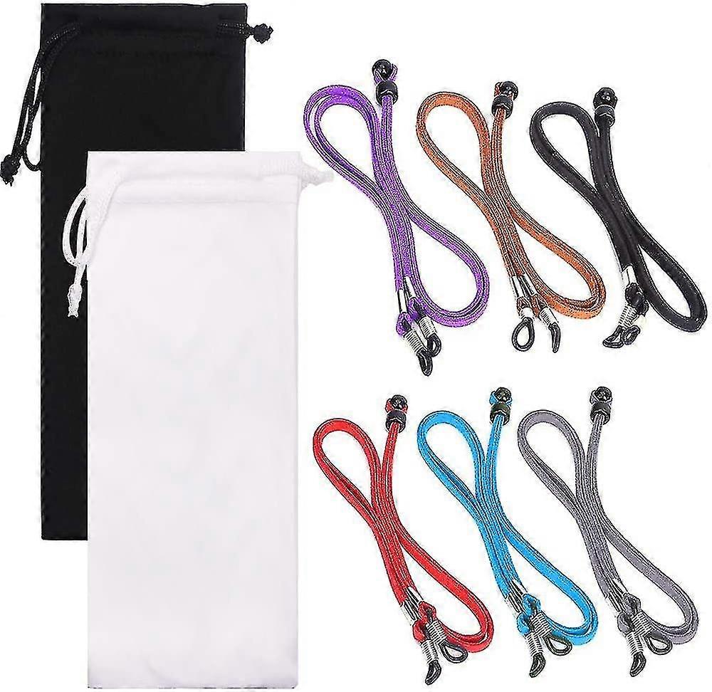 Eyeglasses Strap Chain, 6 Multi-colored Pu Leather Non-slip Eyewear Retainer