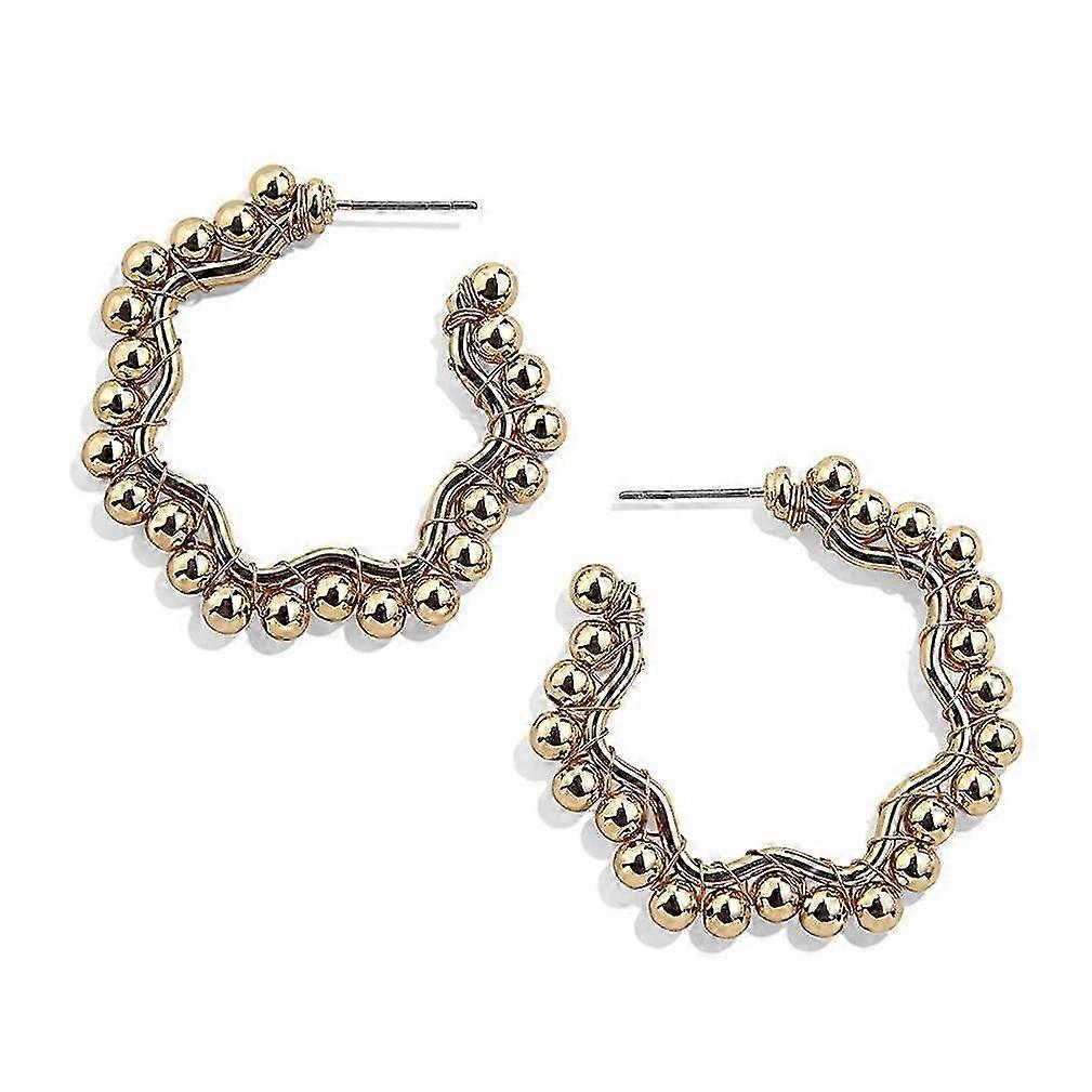 Earrings Geometric C Shape Polygon Metal Beads Ear Studs for Exhibition