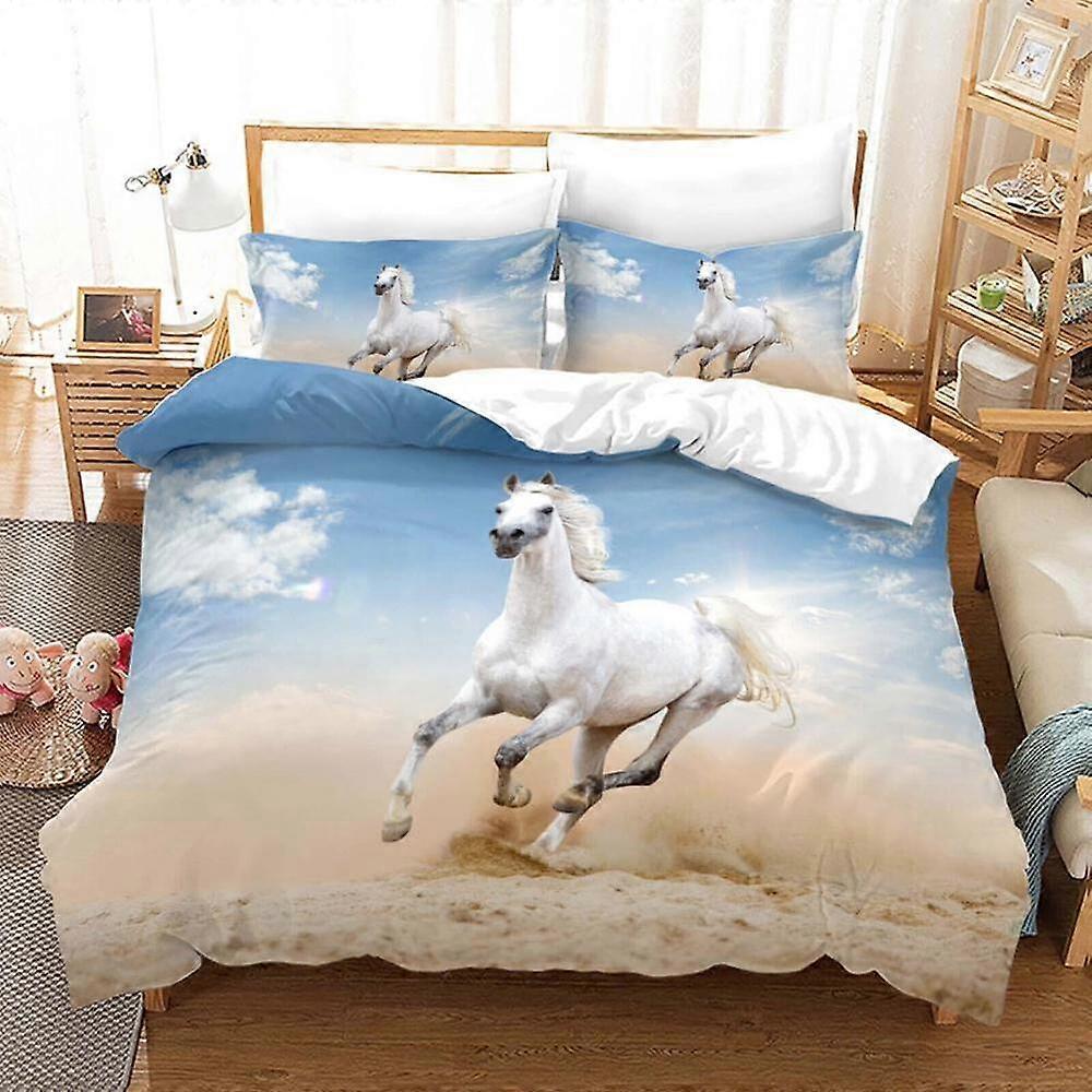 a514 Lençóis Cavalo Correndo Corcel Animal Colcha Conjunto de Capa de Edredão Têxteis para Casa Conjunto de Cama Macio3 Peças (1 Capa de Edredom + 2 Fronhas) Tm514